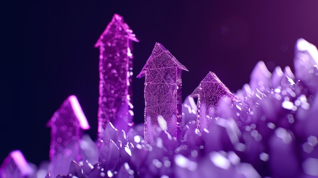 Photo purple crystal arrows pointing upward