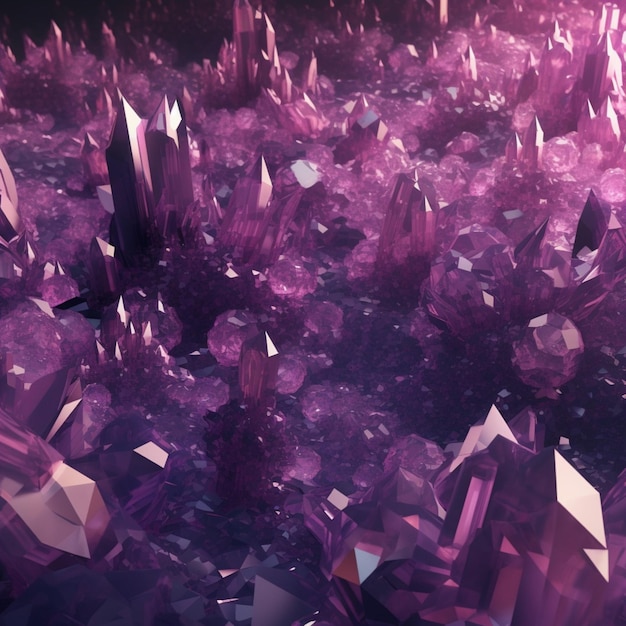 Purple crystals in a purple space