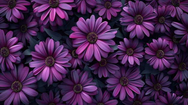 Photo purple daisies covering background