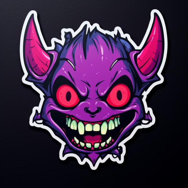 Purple Devil or Demon with Red Eyes and Sharp Teeth Concept of Halloween Evil Monster Horror