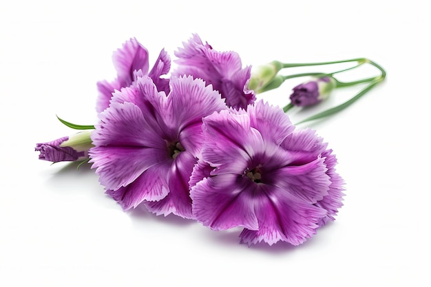 Purple Dianthus Isolated on White Background Beautiful Dianthus Flower