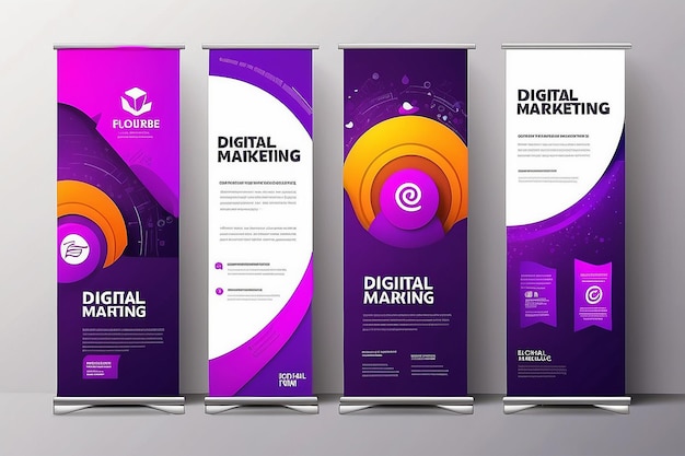 Photo purple digital marketing banner sign blochure flyer banner design digital marketing agency and corporate style