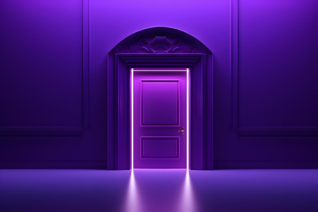 a purple door with a purple door leading to a purple room with a purple door.