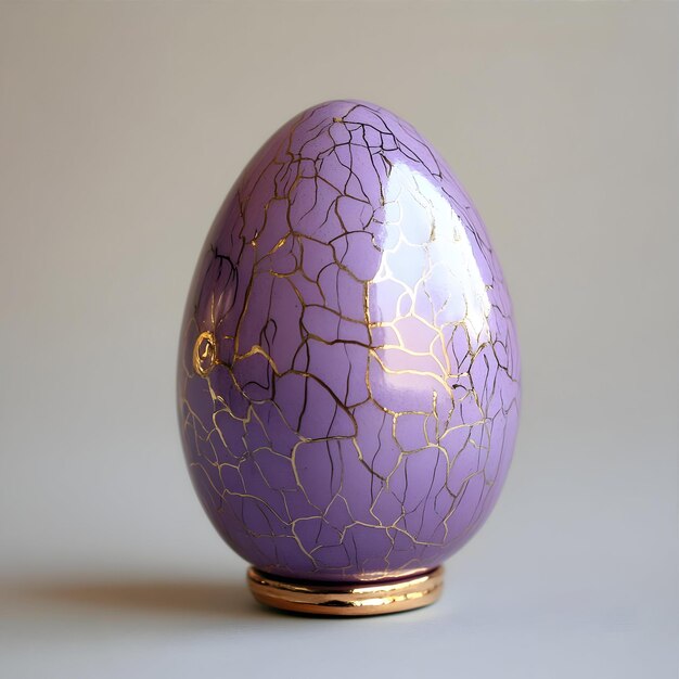 Photo a purple egg with a gold ring