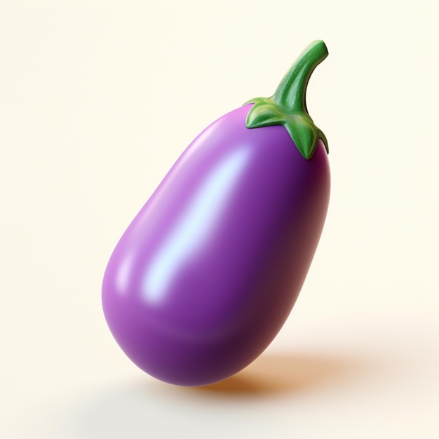 purple eggplant on a white background with a green stem generative ai