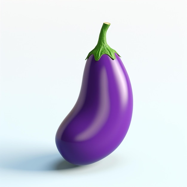 purple eggplant on a white background with a green stem generative ai