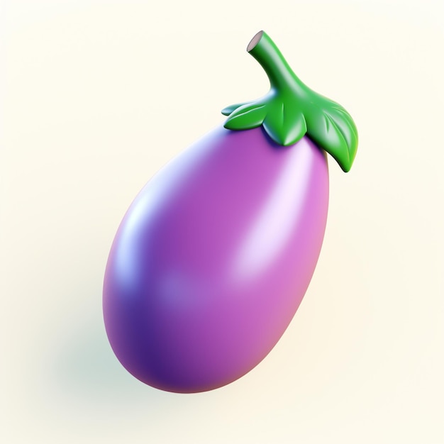 purple eggplant with green leaf on top on a white background generative ai