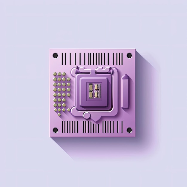 Photo a purple electronic device with a purple background with a purple box with a small window inside