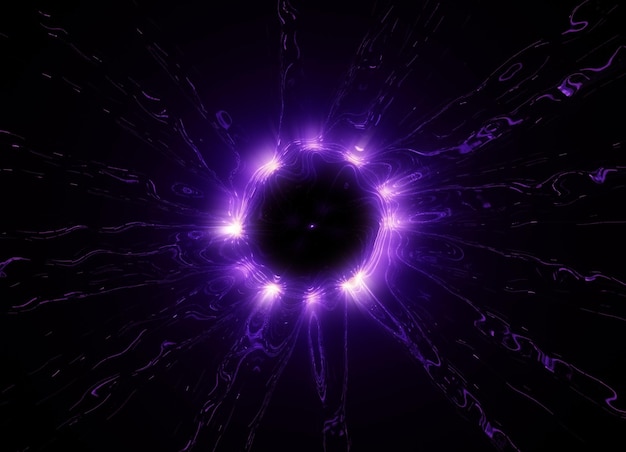 Purple Energy Shockwave on black background Abstract 3D Rendering Art