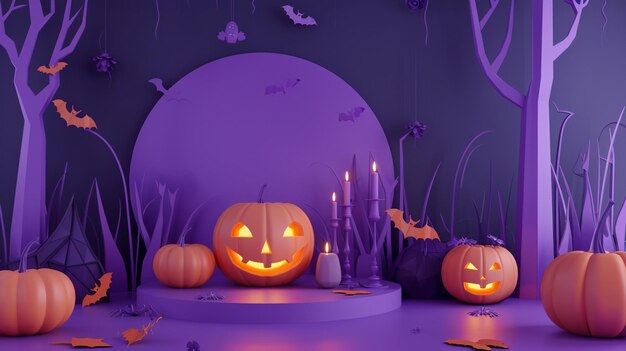 Photo purple fantasy halloween theme product display