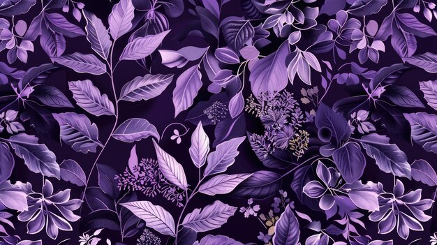 Photo purple floral pattern with intricate leaf details