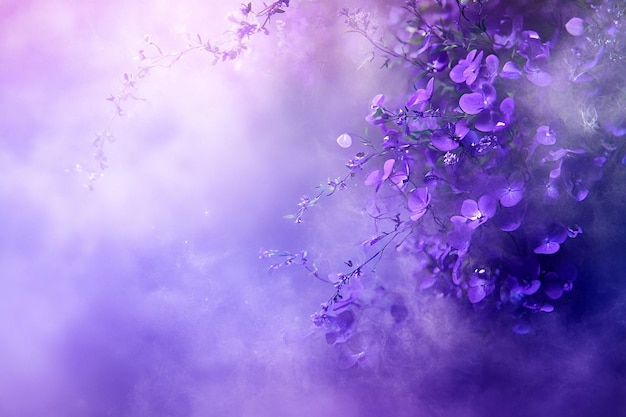 Photo purple flower 3d surrounded by a dreamy mist