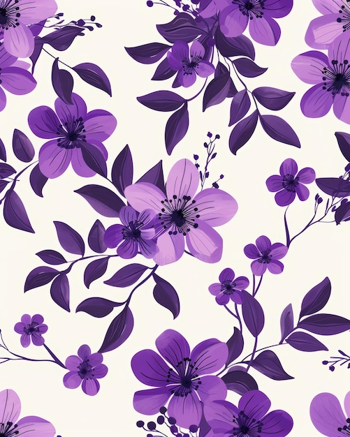 Purple Flower Market Flowers Simple Fabric Print Art Raw Generative AI