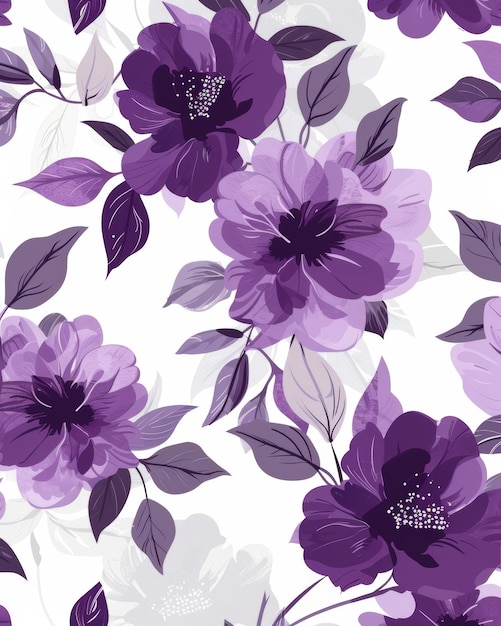 Purple Flower Market Flowers Simple Fabric Print Art Raw Generative AI