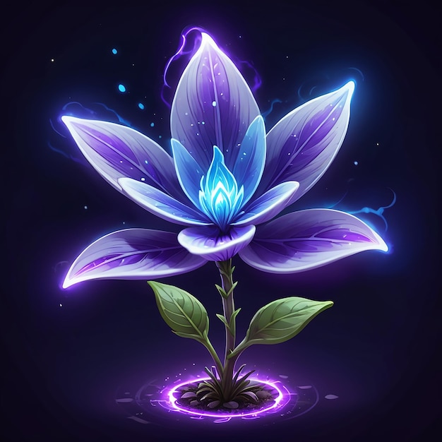 a purple flower with a blue flower in the middle