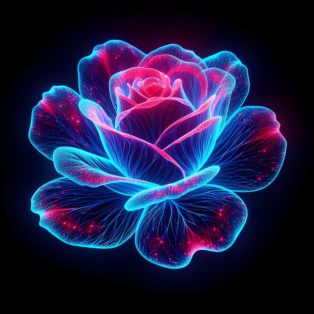 a purple flower with a blue and red design in the middle