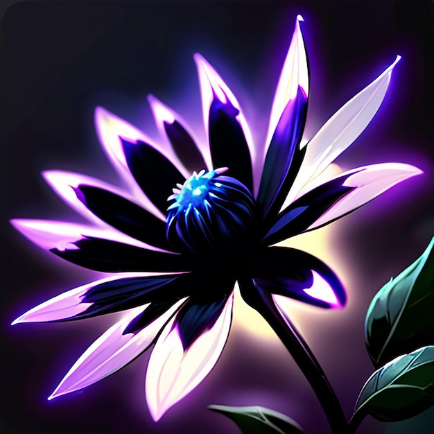 a purple flower with purple petals and a blue flower with the top left corner