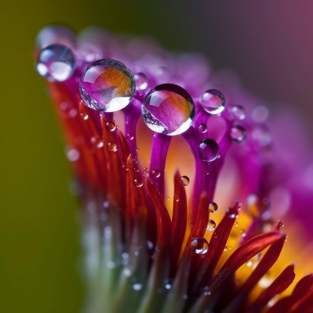 A purple flower with water droplets on it