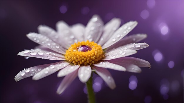 Photo a purple flower with water drops on it and the purple background is purple