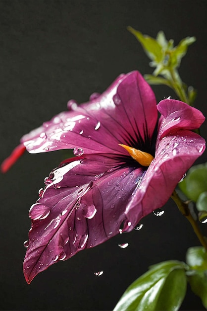 Photo a purple flower with water drops on it