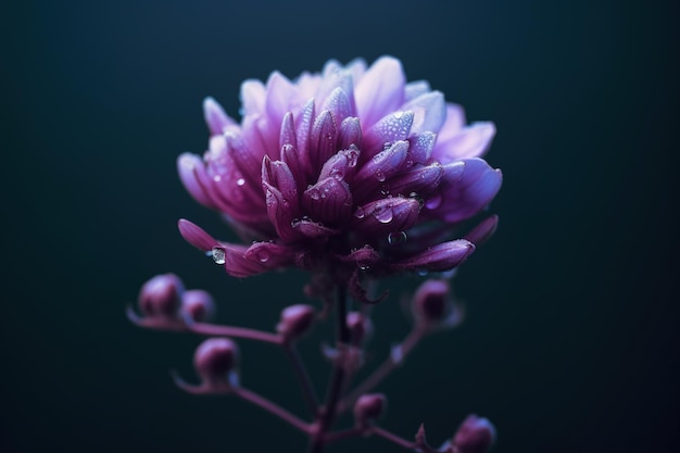 A purple flower with water drops on it