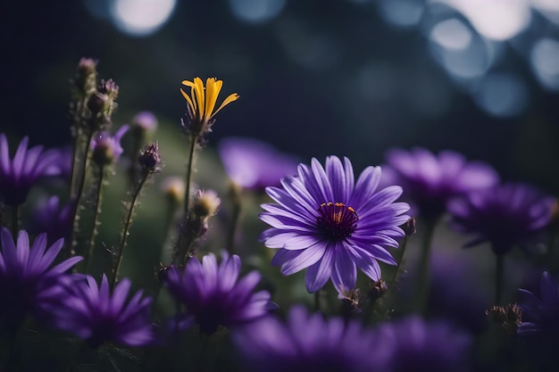 A purple flower with the word wild in the background