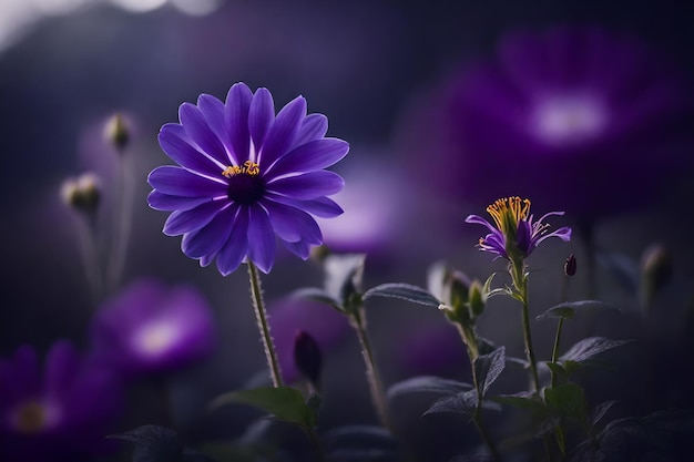 A purple flower with the word wild in the background