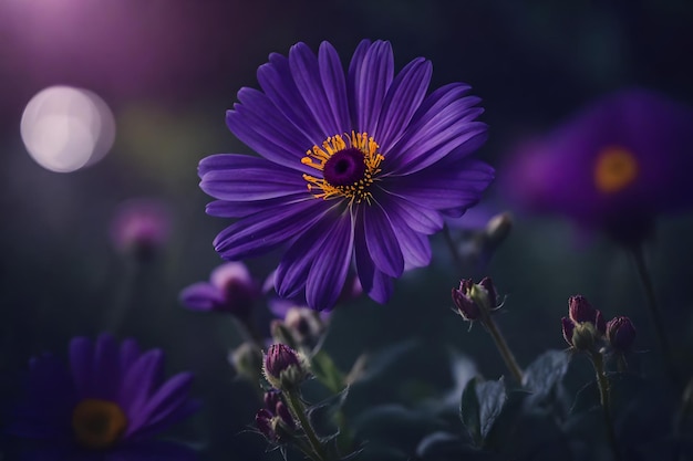 A purple flower with the word wild in the background