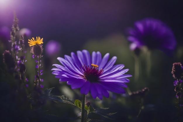 A purple flower with the word wild in the background