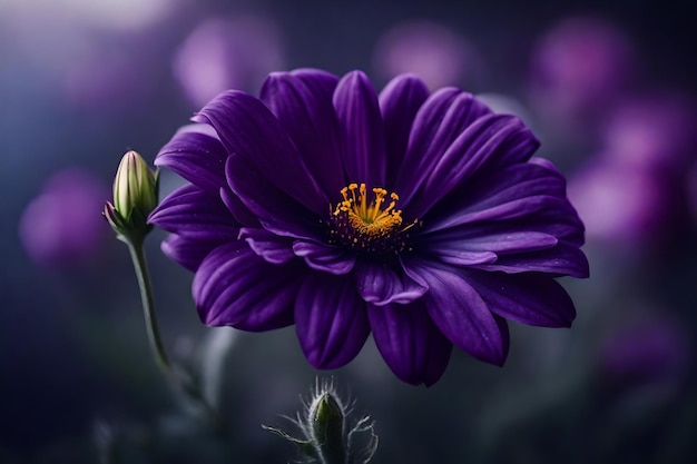 A purple flower with the word wild in the background