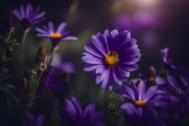 A purple flower with the word wild in the background