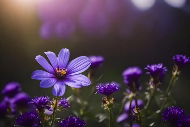 A purple flower with the word wild in the background