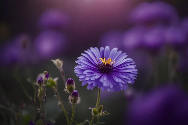 A purple flower with the word wild in the background