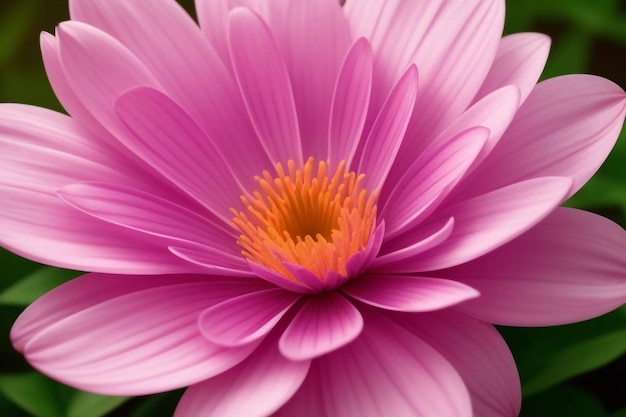 a purple flower with yellow center and orange center