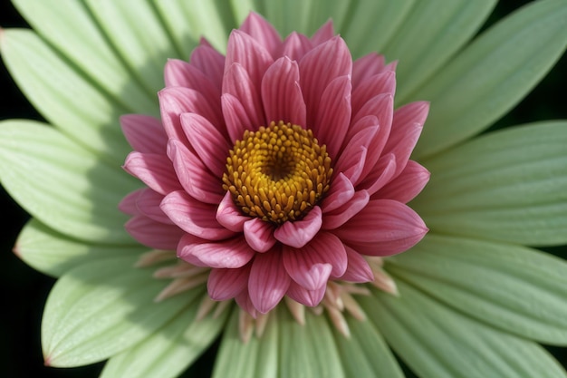 a purple flower with yellow center and a yellow center