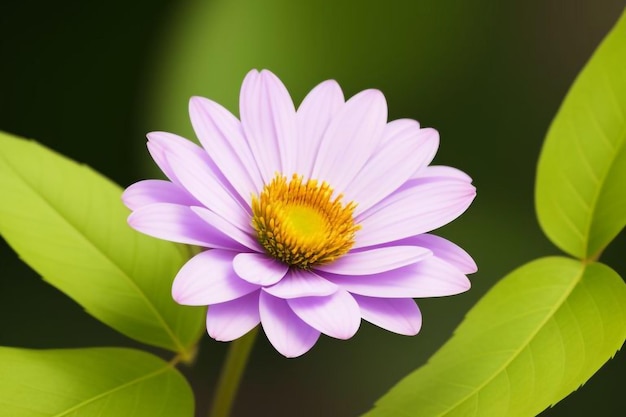 a purple flower with yellow center and yellow center