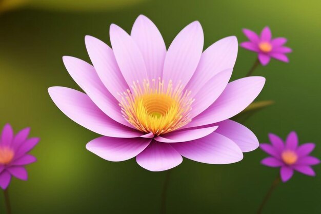 a purple flower with yellow center and the yellow center