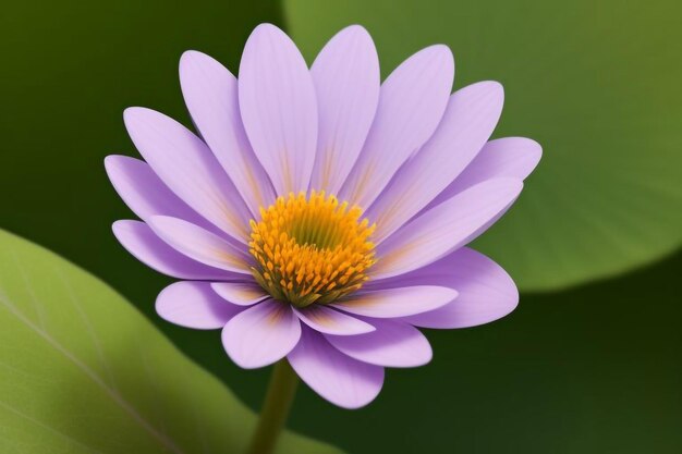 a purple flower with yellow center and yellow center