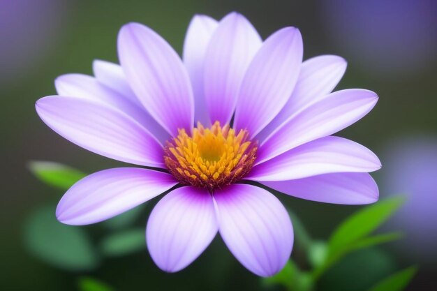 a purple flower with yellow center and a yellow center