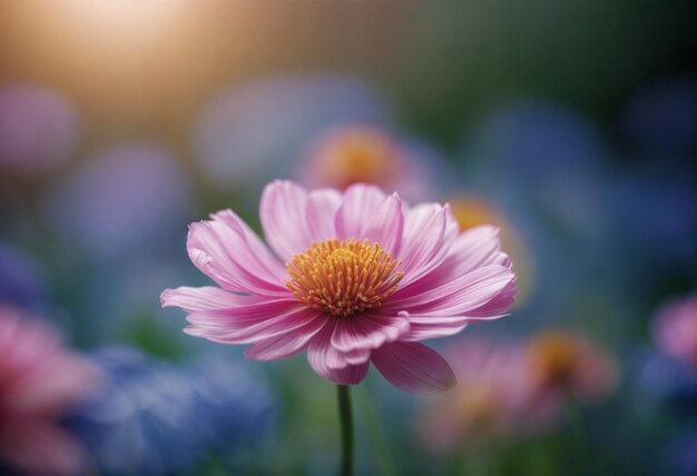 a purple flower with yellow center and the yellow center