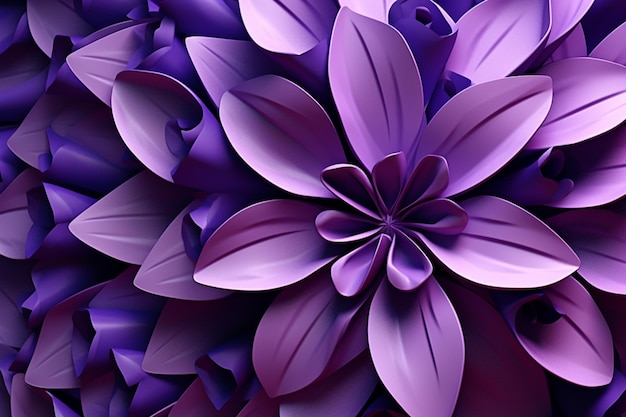 Purple flowers are arranged in a pattern on a black background generative ai