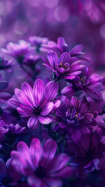 Purple Flowers in Bloom CloseUp