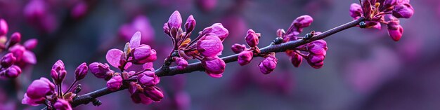 Photo purple flowers on a branch