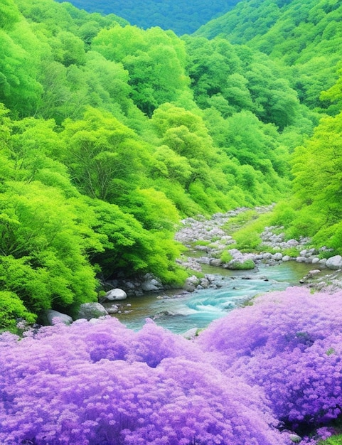 Photo purple flowers in the forest