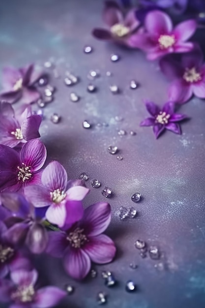 Purple flowers on a purple background