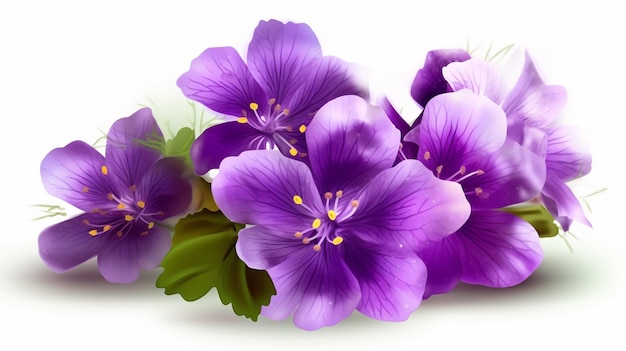 Purple flowers on a white background