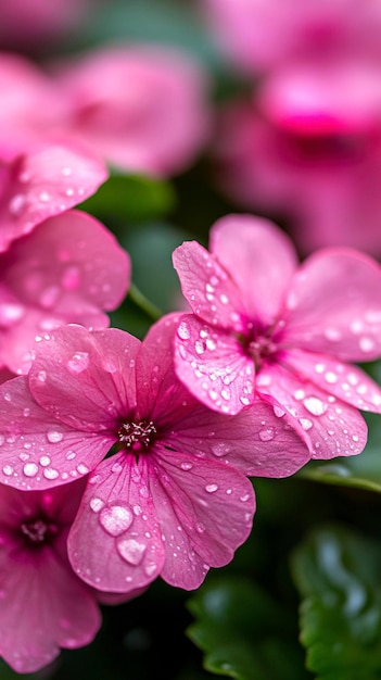 purple flowers with water drops on them the rain drops are on the petals