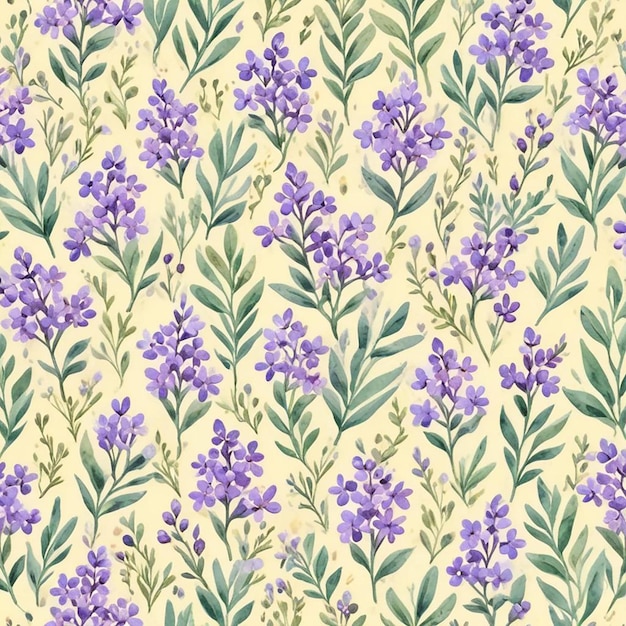 purple flowers on a yellow background