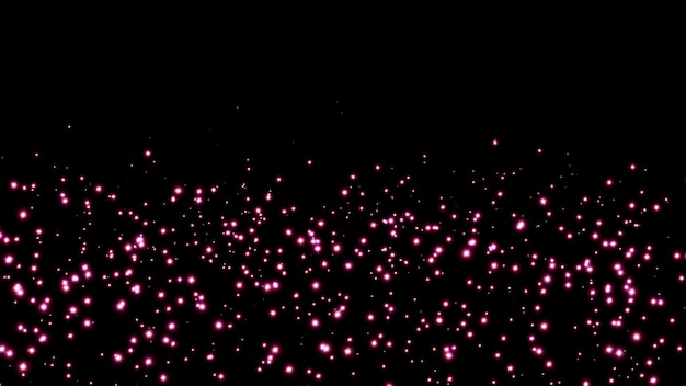 purple flying particles on a black background