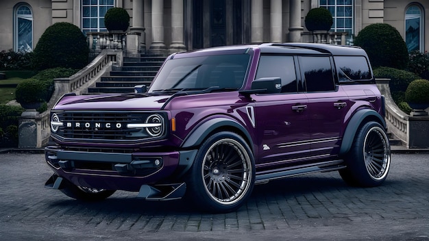 a purple ford truck with the number 2 on the hood